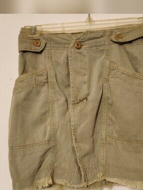Free People Frayed Hem Utility Mini Skirt - Olive